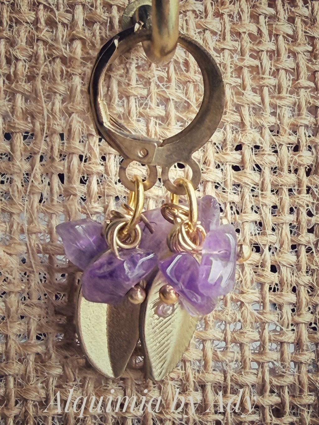June Edit Gold Earrings With Light Purple Stone Clusters